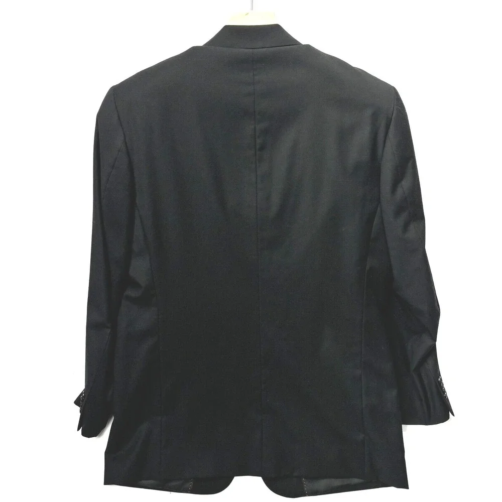 FR Tripler & Co‎ Mens Black Wool Cashmere 3 Button Blazer Sport Coat Lana Lux